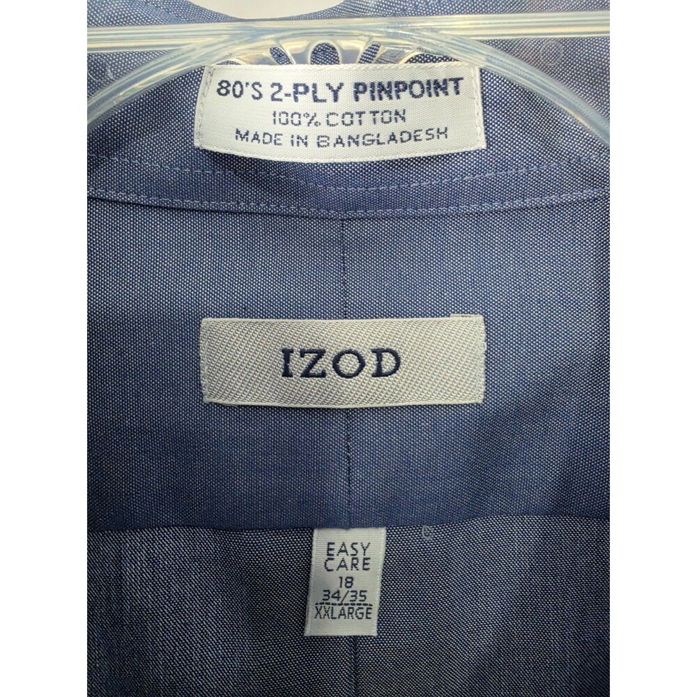 Izod Men's 2XL Long Sleeve Button Shirt Blue - Picture 2 of 11